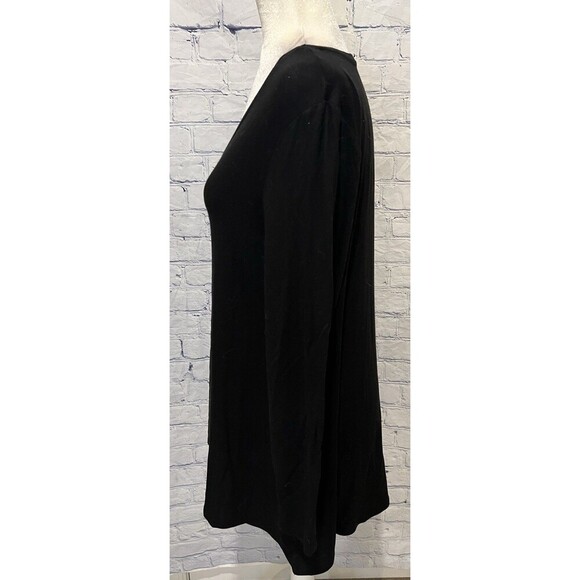 CHICO'S ULTIMATE TEE V-Neck T-Shirt Solid Black Long Sleeve Size 1/M/8 - Picture 3 of 8